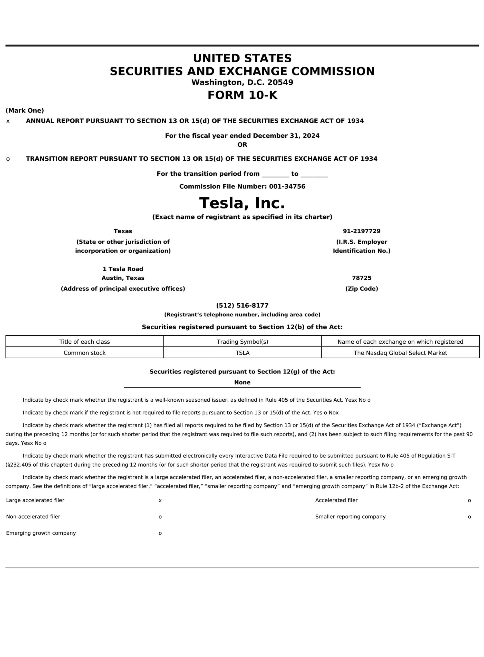 Access Tesla, Inc.’s 2024 annual report for financial performance and electric vehicle industry insights.
