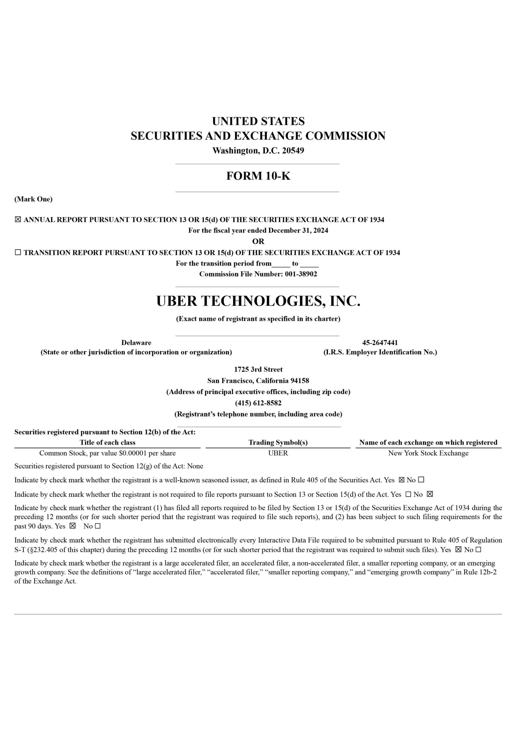 Access Uber Technologies’ 2024 annual report for financial performance and mobility industry insights.