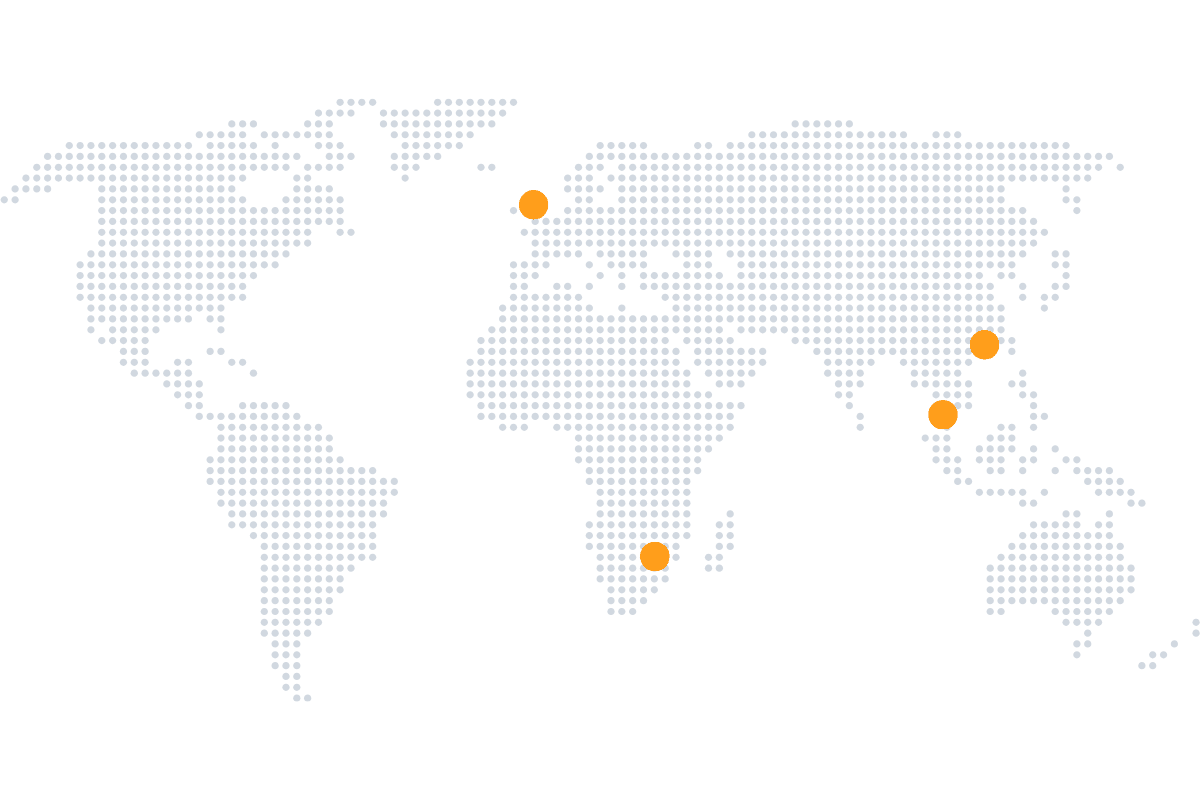 AnnualReports.ai’s global office locations are displayed on a world map.