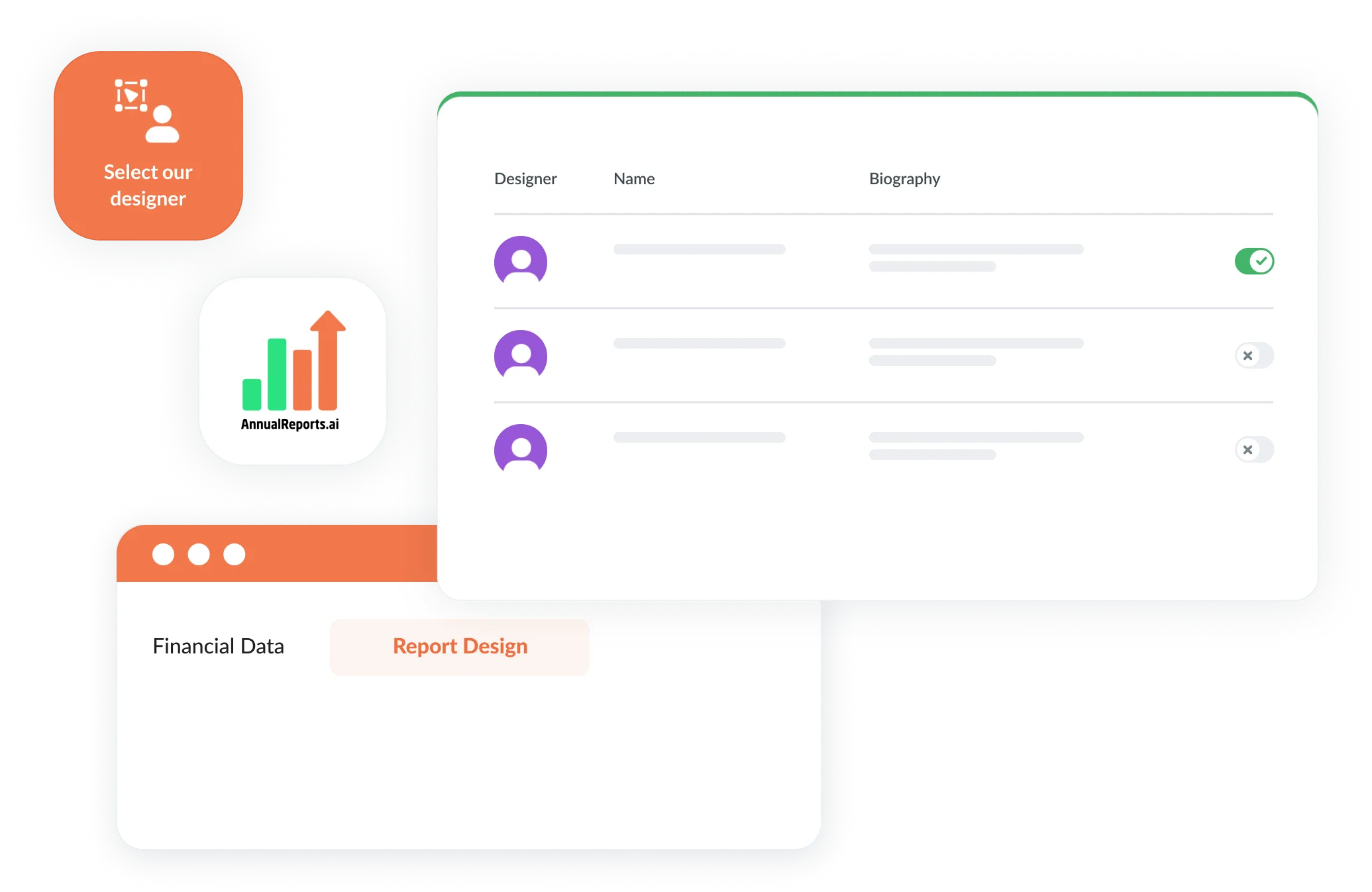 Design an annual report with professional designers by submitting a brief on AnnualReports.ai for a complete service.