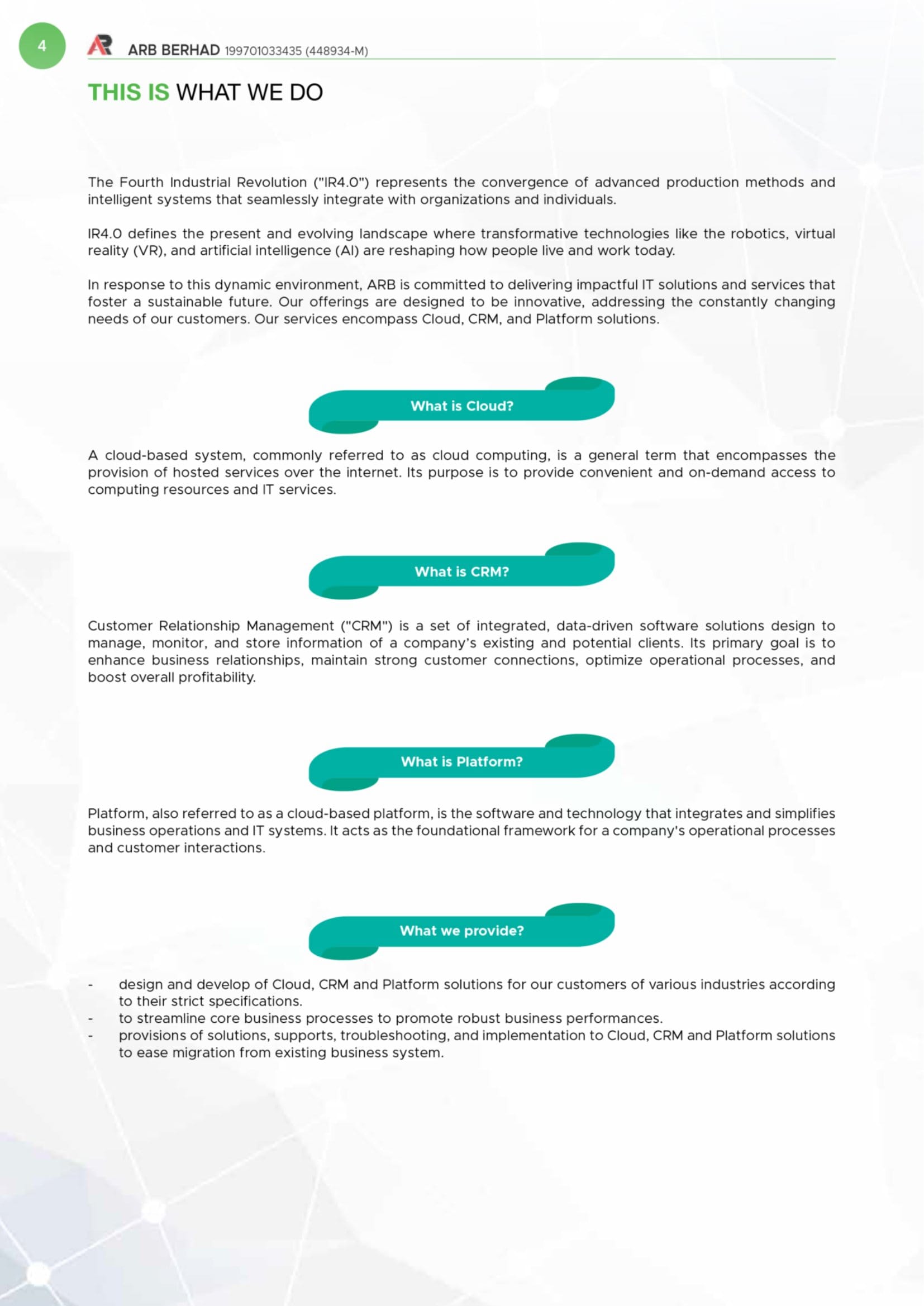 Existing annual report page layout with text blocks and call-to-action buttons.