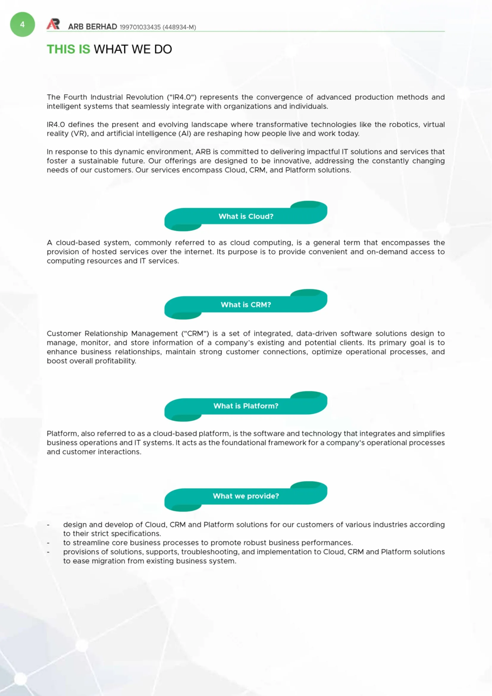 Existing annual report page layout with text blocks and call-to-action buttons.