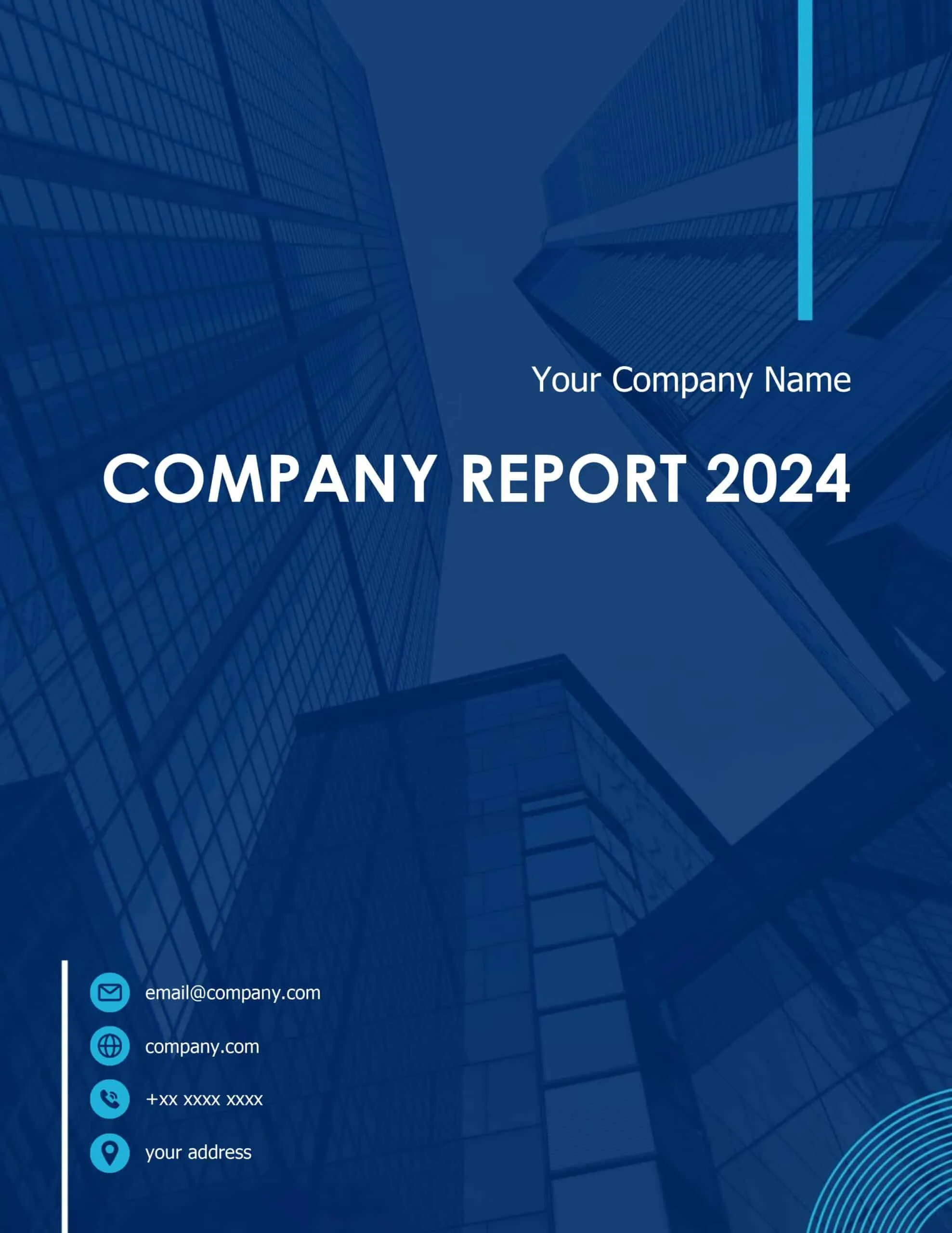 Free annual report template, designed for businesses to create professional reports quickly.