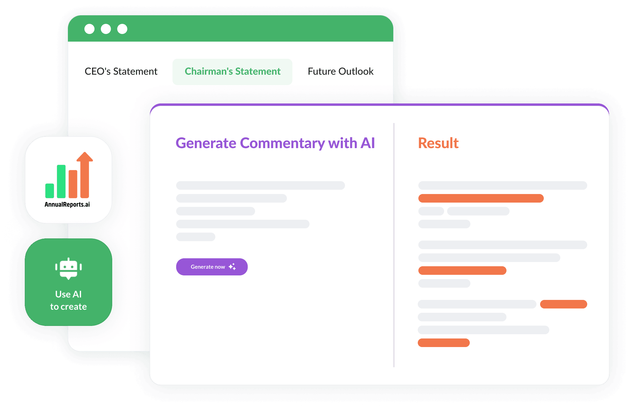 Generate an annual report using AI-driven content creation, with the flexibility to edit and refine in your account.